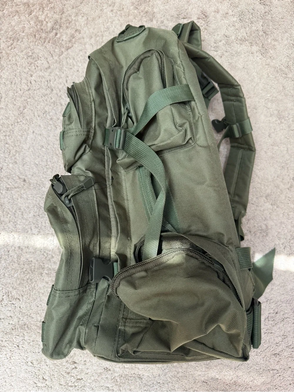 Olive Green Tactical Backpack with MOLLE Webbing for Men